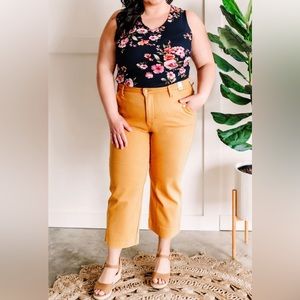 White Birch-Sleeveless V-Neck Floral Bodysuit-1X